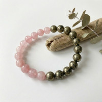 Rose Quartz and Pyrite Beads Bracelet
