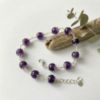 Amethyst Silver Cap Bracelet Amethyst Silver Cap Bracelet