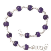 Amethyst Silver Cap Bracelet