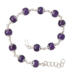Amethyst Silver Cap Bracelet