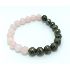 Rose Quartz and Pyrite Beads Bracelet