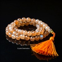 Orange Moonstone Mala 