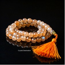 Orange Moonstone Mala 